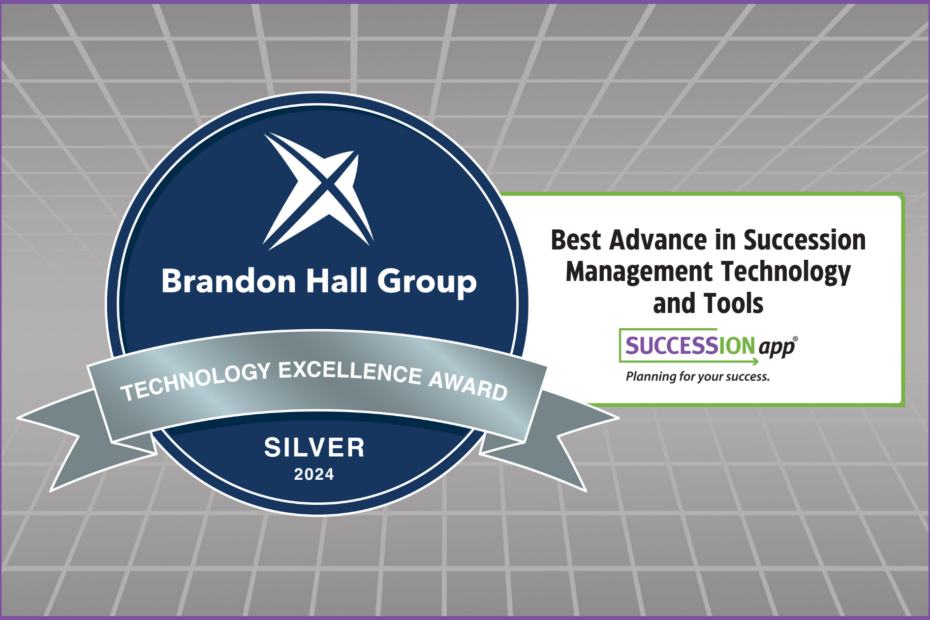 Banner with the Brandon Hall Group logo to show that SUCCESSIONapp® won a silver award.